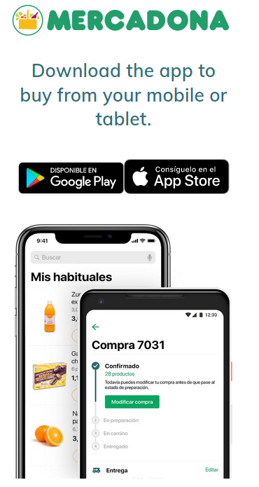 Image asking for installing Mercadona's app